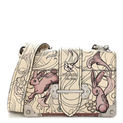 prada cahier bunny|PRADA X JAMES JEAN Glace Calfskin Rabbit Print Cahier Bag .